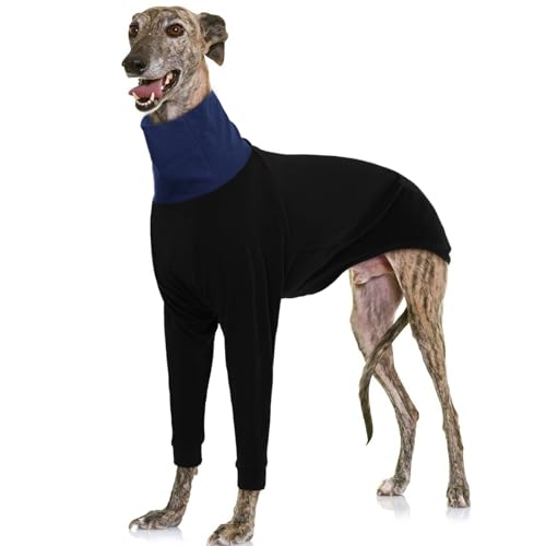 IECOii Windhundpullover für Hunde,Rollkragenpullover für Hunde,Saluki-Lurcher-Wintermantel,Whippet-Fleece-Sweatshirt, Herbst-Winter-Outfit,Schlafanzug für italienische Windhunde,Schwarz,XXX-Large von IECOii