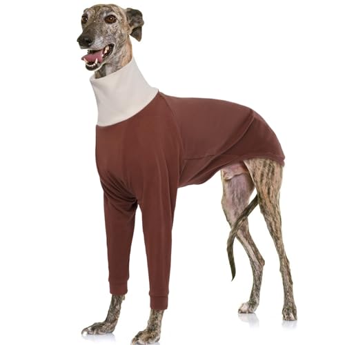 IECOii Windhundpullover für Hunde,Rollkragenpullover für Hunde,Saluki-Lurcher-Wintermantel,warmes Whippet-Fleece-Sweatshirt, Herbst-Winter-Outfit,Schlafanzug für italienische Windhunde,Braun XXX-Large von IECOii