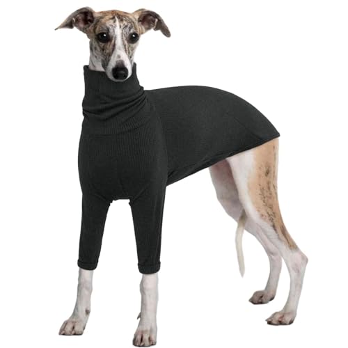 IECOii Windhund-Winterpullover,Winterkleidung für italienische Windhunde,Hunde-Overall-Pyjama für drinnen und draußen,Rollkragenpullover mit warmem Windhund-Outfit für Lurcher,Whippet,Saluki,Grau,XXXL von IECOii