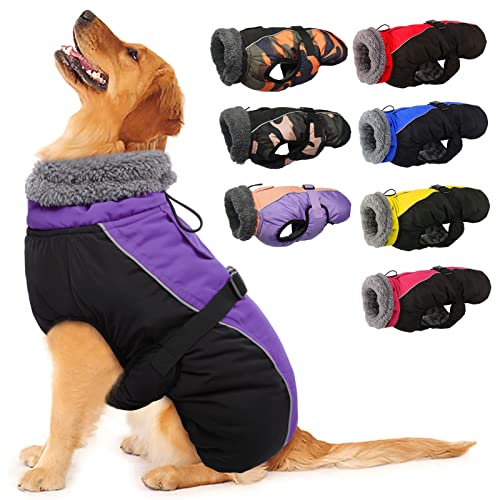 IECOii Hundemantel Winter,Warme Fleece Rollkragen Hundejacke,Wasserdicht Winterjacken Wintermäntel für Hunde,Reflektierend Verstellbar Kaltes Wetter Hundekleidung für Kleine Mittelgroße Grosse Hunde von IECOii