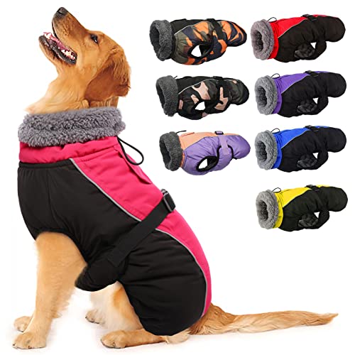 IECOii Hundemantel Winter,Warme Fleece Rollkragen Hundejacke,Wasserdicht Winterjacken Wintermäntel für Hunde,Reflektierend Verstellbar Kaltes Wetter Hundekleidung für Kleine Mittelgroße Grosse Hunde von IECOii