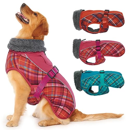 IECOii Hundemantel Winter,Warme Fleece Rollkragen Hundejacke,Wasserdicht Winterjacken Wintermäntel für Hunde,Reflektierend Verstellbar Kaltes Wetter Hundekleidung für Kleine Mittelgroße Grosse Hunde von IECOii