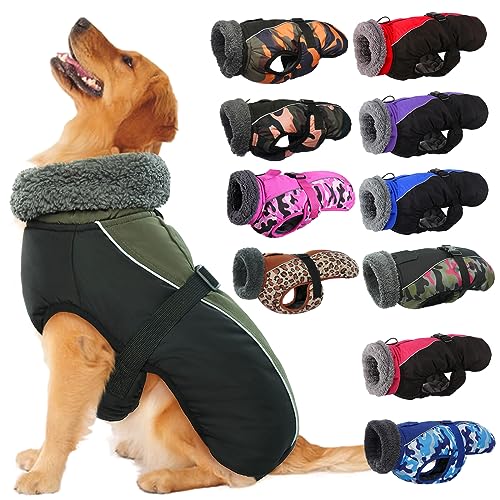 IECOii Hundemantel Winter,Warme Fleece Rollkragen Hundejacke,Wasserdicht Winterjacken Wintermäntel für Hunde,Reflektierend Verstellbar Kaltes Wetter Hundekleidung für Kleine Mittelgroße Grosse Hunde von IECOii