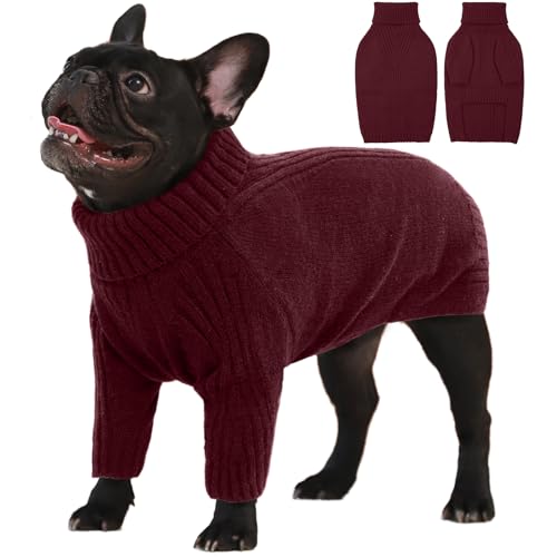 IECOii Hundepullover,Sweater für Hunde,Hundepullover für Kleine Mittelgroße große Hunde,Warm Rollkragen Hunde Pullover,Winter Hundebekleidung for Französische Bulldogge,Labrador,Deutscher Schäferhund von IECOii