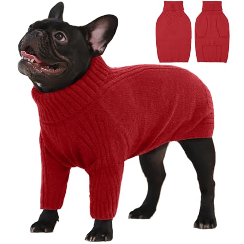 IECOii Hundepullover,Sweater für Hunde,Hundepullover für Kleine Mittelgroße große Hunde,Warmer Rollkragen Hunde Pullover,Winter Hundebekleidung for Katzen,Chihuahua,Französische Bulldogge,Labrador von IECOii