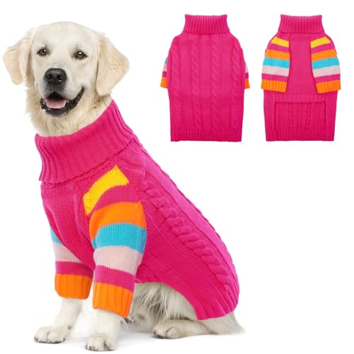 IECOii Hundepullover Grosse Hunde,Weihnachten Sweater für Hunde,Winter Rollkragen Große Hunde Pullover,Weiche Hund Strickpullover Wintermantel,Warme Hundekleidung für Labrador,Deutscher Schäferhund von IECOii