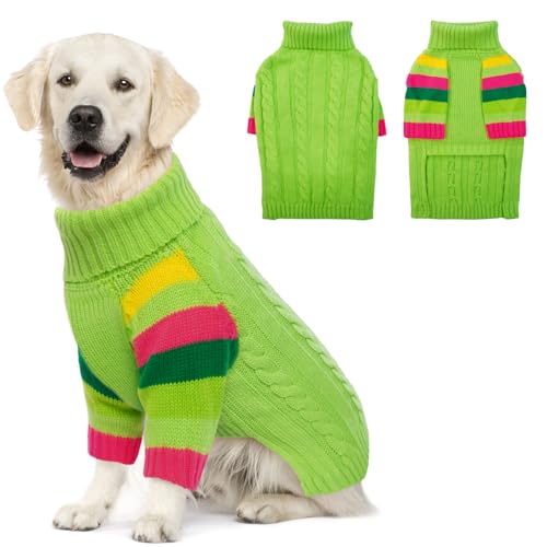 IECOii Hundepullover Grosse Hunde,Weihnachten Sweater für Hunde,Winter Rollkragen Große Hunde Pullover,Weiche Hund Strickpullover Wintermantel,Warme Hundekleidung für Labrador,Deutscher Schäferhund von IECOii