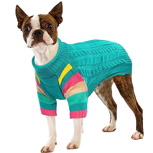 IECOii Hundepullover Mittelgroße Hunde,Strick Hundekleidung für Herbst Winter,Rollkragen Hunde Pullover Weich Hundepulli für Kaltes Wetter Warm Haustier Hunde Kleidung für Französische Bulldogge von IECOii