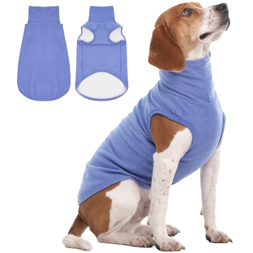 IECOii Hundepullover für große Hunde, Stretch-Fleece-Weste, Hundepullover – blau, groß, warmer Pullover für Hunde, Fleece, Rollkragen, Hundepullover für große Hunde, Mädchen, Jungen, von IECOii