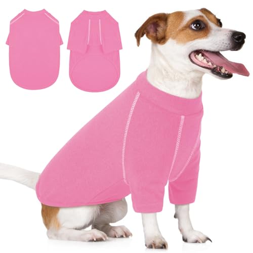 IECOii Hundepullover für mittelgroße Hunde und Mädchen, Fleece-Hundepullover, mittelgroße Herbst-Hunde-Sweatshirt, warme Hunde-Sweatshirts für mittelgroße Hunde, Mops, Dackel, Rosa, Größe M von IECOii