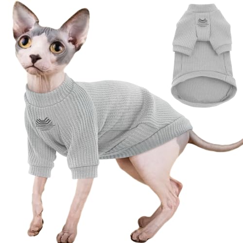 IECOii Sphynx Katzenkleidung, haarlose Katzen T-Shirts, Katzen Kleidung Weiche Baumwolle Katze Shirts für Katzen nur,Pullover Katze Pullover Weste mit Ärmeln,Für Sphynx,Cornish Rex,Devon Rex,Peterbald von IECOii