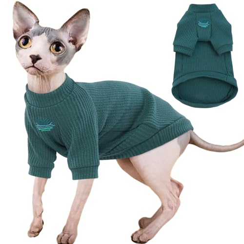 IECOii Sphynx Katzenkleidung, haarlose Katzen T-Shirts, Katzen Kleidung Weiche Baumwolle Katze Shirts für Katzen nur,Pullover Katze Pullover Weste mit Ärmeln,Für Sphynx,Cornish Rex,Devon Rex,Peterbald von IECOii