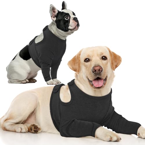 IECOii Dog Recovery Sleeve for Front Legs to Stop Licking, Ellbogenschoner für Hunde, Ellenbogenbandage Protector, Verstellbare Ellbogenschutzhülle für Hunde,Anti Lecken für Hunde, Schwarz 3XL von IECOii