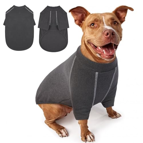 IECOii XXL-Hundepullover, Fleece, für große Hunde, warm, für männliche Hunde, Hündinnen, leichte Hunde-Winterkleidung, Herbst-Hundepullover für Pitbull, Grau, Größe XXL von IECOii