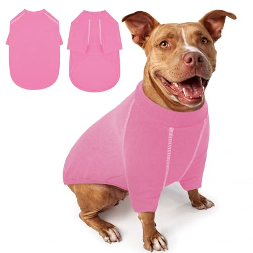 IECOii XXL-Hundepullover, Fleece, für große Hunde, warm, für männliche Hunde, Hündinnen, leichte Hunde-Winterkleidung, Herbst-Hundepullover für Pitbull, Rosa, XXL von IECOii