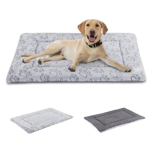 IEUUMLER Hundebett Waschbare Hundematte, Flauschige Weiche und Warme Hundedecke für Unterwegs, Katzenkissen für Große und Kleine Hunde oder Katzen FC014 (Grau,106 * 71cm) von IEUUMLER