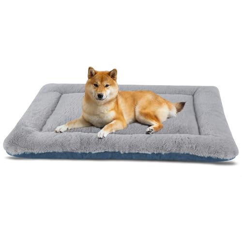 IEUUMLER Hundebett Waschbare Hundematte, Flauschige Weiche und Warme Hundedecke für Unterwegs, Katzenkissen für Große und Kleine Hunde oder Katzen FC014 (Grau und Blau, M(76 * 50cm)) von IEUUMLER