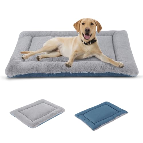 IEUUMLER Hundebett Waschbare Hundematte, Flauschige Weiche und Warme Hundedecke für Unterwegs, Katzenkissen für Große und Kleine Hunde oder Katzen FC014 (Grau und Blau, XS(45 * 33cm)) von IEUUMLER