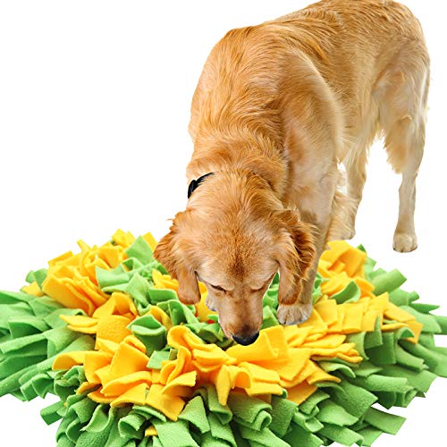 IEUUMLER Schnüffelteppich Hund Riechen Trainieren Schnüffeldecke Futtermatte Trainingsmatte für Haustier Hunde Katzen IE075 (45x45cm, Yellow & Green) von IEUUMLER