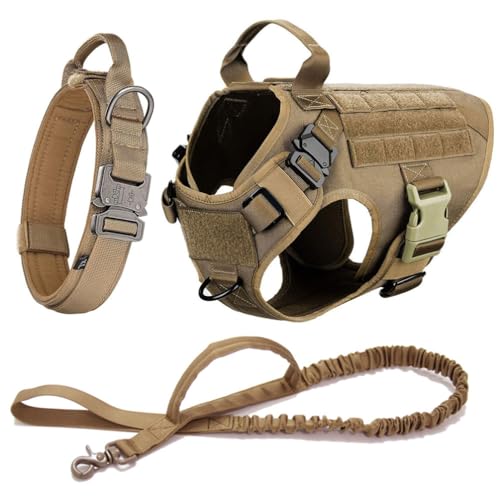 IFIKK Großes Hundegeschirr Und Leinen Set Haustier Deutscher Schäferhund Malinois Training Wanderweste Hundegeschirr Und Halsband Set von IFIKK