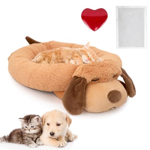 IFOYO Welpen-Herzschlag-Spielzeug, Plüsch-Bettwäsche für ängstliche Welpen, Beruhigung, Training, Schlafhilfe, Verhaltenshilfe, Hundespielzeug, Haustier-Angstlinderung und Beruhigungshilfe, Hellbraun von IFOYO