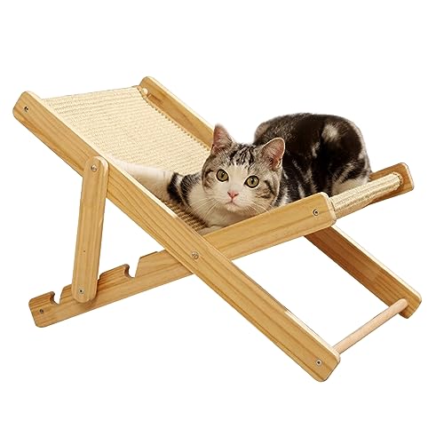 IGTOPS Katzenliege,Verstellbares Katzenbett,Hängematte Katzenstuhl Balkon,Cat Lounge Chair,Katzen-Hochbett Haustierbett Outdoor Katzenliege Beigefarbenes Sisal Langlebige Katzenkratzmatte für Kleine von IGTOPS