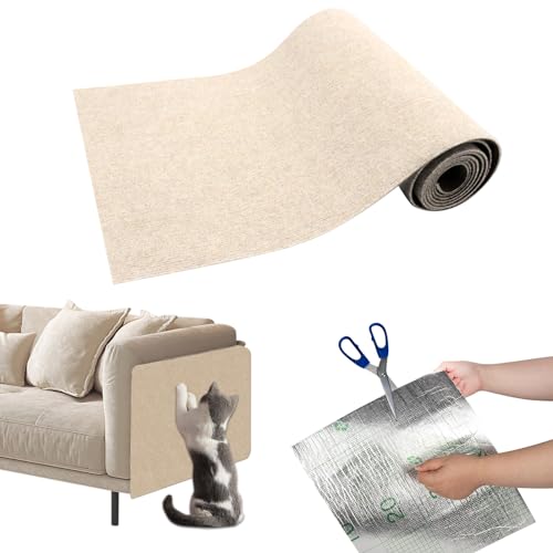 Selbstklebend Kratzmatte Katze, Teppich Katzen, Kratzbrett Katzen Kratzwand, Katzenkratzmatte für Sofa Möbel Tür Teppiche Kratzschutz (Beige-2m*40cm) von IGTOPS