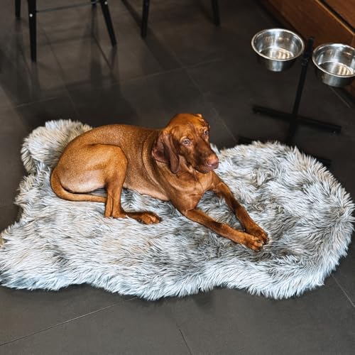 IHAPPYDOG Luxuriöses orthopädisches Hundebett aus Kunstfell, Memory Foam Hundebett für kleine, mittlere, große und XL-Haustiere, Flauschiges Haustierbett mit wasserdichtem und waschbarem Bezug (Grau, von IHAPPYDOG