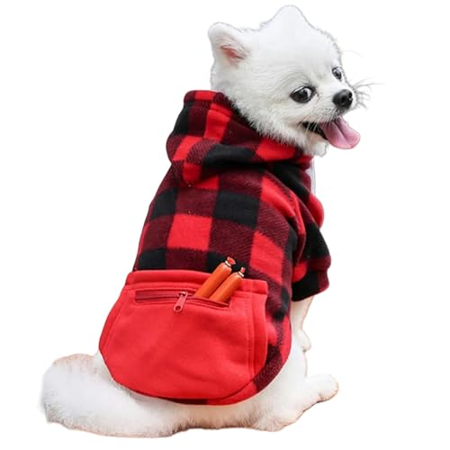 IISEEUU Hundekleidung 5XL Hundekleidung Karierte Mantel Haustier Hoodie Taschenpocke Für Kleine Hunde Kleidung Französisch Bulldoggen Haustier Kleidung Goldener Retriever-rot-xs von IISEEUU