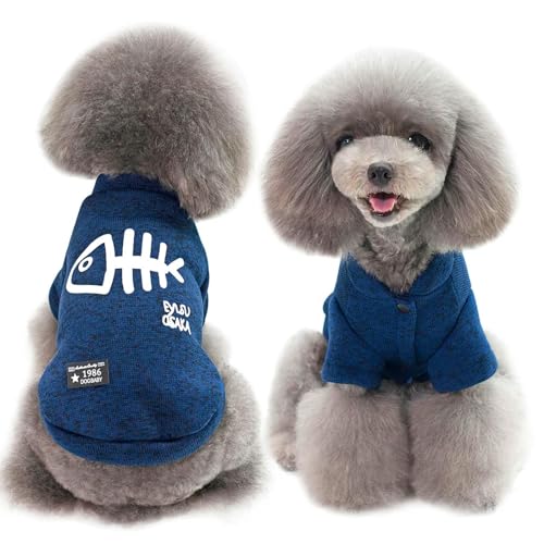 IISEEUU Hundekleidung Hund Winter Kleidung Kleine Haustier Kleidung Französisch Bulldogge Kostüm Ropa para Perro Baumwolle Haustiere Kleidung Outfit-blau-XL von IISEEUU