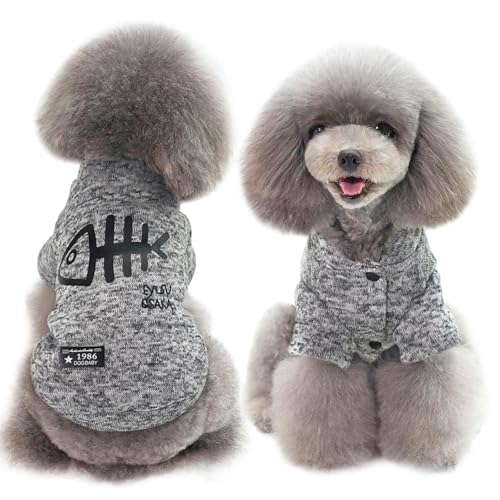 IISEEUU Hundekleidung Hund Winter Kleidung Kleine Haustier Kleidung Französisch Bulldogge Kostüm Ropa para Perro Baumwolle Haustiere Kleidung Outfit-grau-l von IISEEUU