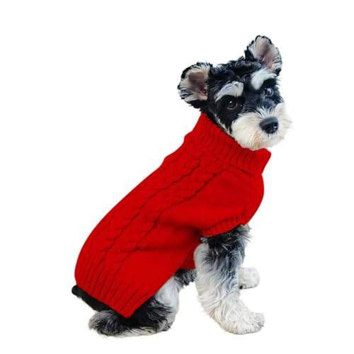 IISEEUU Hundekleidung Hunde Winterkleidung Gestrickt Haustier Kleidung Kleine Mittelhunden Chihuahua Puppy Haustierpullover Hund Pullover-rot-m von IISEEUU