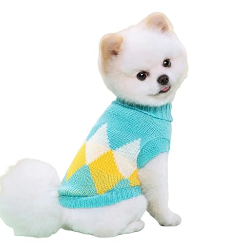 IISEEUU Hundekleidung Weich Warm Hundepullover Winterhund Kleidung Chihuahua Bichon Strickpullover Kleine Mittelgroße Hunde Mantel Haustierbekleidung-hellblau-2xl von IISEEUU