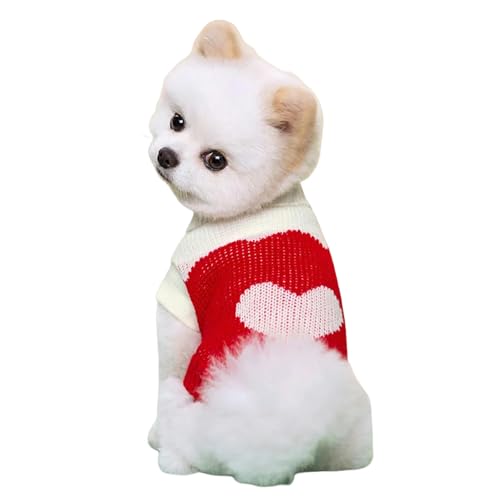 IISEEUU Hundekleidung Weich Warm Hundepullover Winterhund Kleidung Chihuahua Bichon Strickpullover Kleine Mittelgroße Hunde Mantel Haustierbekleidung-rote Liebe-l von IISEEUU