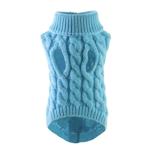 IISEEUU Hundekleidung Welpenhundpullover Kleine Mittlere Hunde Katzen Kleidung Winter Warmer Haustier Rollkragenpullover Chihuahua Weste Weicher Yorkie Mantel-hellblau-XL von IISEEUU