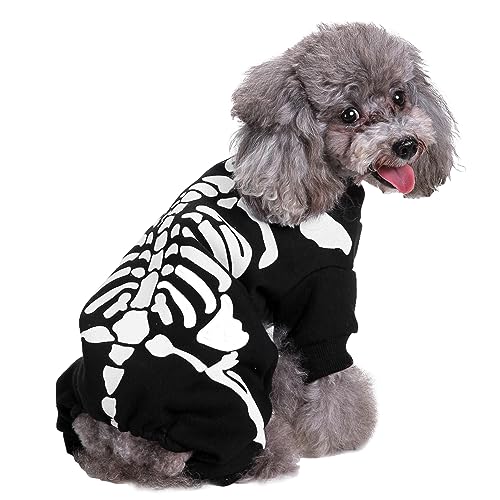 Hund Katze Skelett Kostüm Halloween Haustier Knochen Outfit Welpe Hund Fancy Dress Up L von IKALI