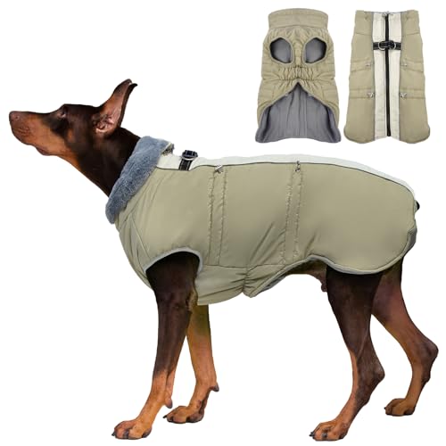 IKIPUKO Hundemantel, Winterjacke, warm, mit Reißverschluss, reflektierend, wasserabweisend, für große Hunde, Labrador, Huskyn, Aprikose, Größe 3XL von IKIPUKO