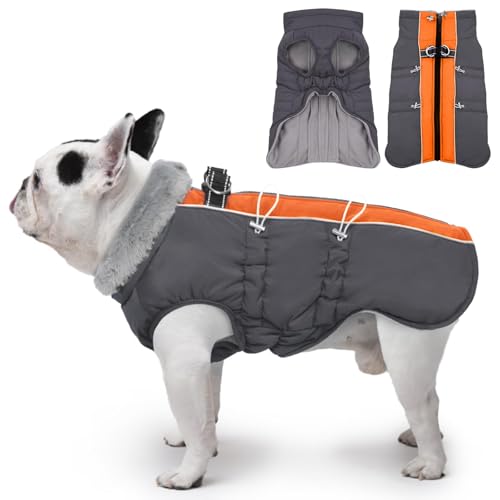 IKIPUKO Hundemantel für große Hunde, Winterjacke für Hunde, Größe XL, warm, mit Reißverschluss, Schneeanzug, Hundegeschirr, Weste, reflektierend, wasserabweisend, Hunde-Schneejacke für große Hunde, von IKIPUKO