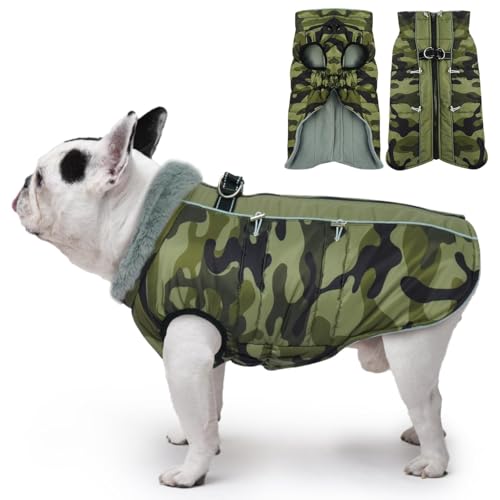 IKIPUKO Hundemantel für große Hunde, Winterjacke für Hunde, Größe XL, warm, mit Reißverschluss, Schneeanzug, Hundegeschirr, Weste, reflektierend, wasserabweisend, Hunde-Schneejacke für große Hunde, von IKIPUKO