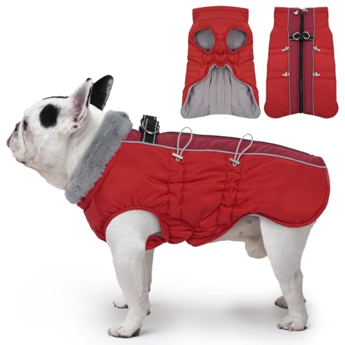 IKIPUKO Hundemantel für große Hunde, Winterjacke für Hunde, Größe XL, warm, mit Reißverschluss, Schneeanzug, Hundegeschirr, Weste, reflektierend, wasserabweisend, Hunde-Schneejacke für große Hunde, von IKIPUKO