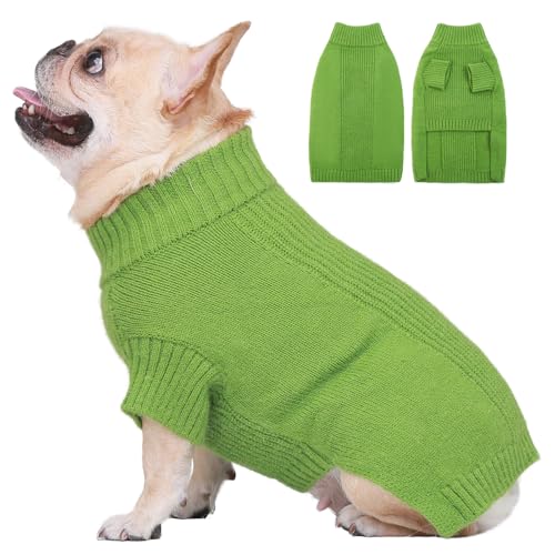 IKIPUKO Hundepullover, Zopfstrick-Kleidung für extra große Hunde, Mädchen, Jungen, warmer Hundepullover, Rollkragenpullover, Winterkleidung, gestrickter Hundemantel, einfarbig von IKIPUKO