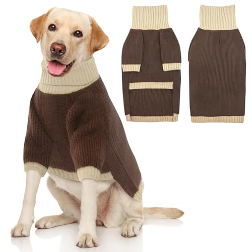 IKIPUKO Hundepullover für kaltes Wetter, Thermo-Zopfstrickwaren für mittelgroße und große Hunde, Jungen und Mädchen, IKIPUKO Hunde-Strickpullover, klassischer Rollkragenpullover, warme Kleidung, von IKIPUKO