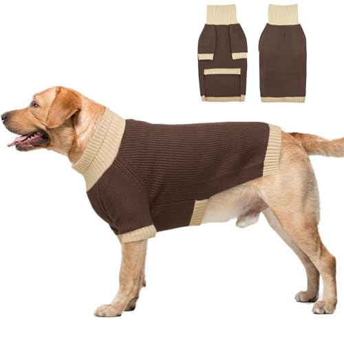 IKIPUKO Hundepullover für kaltes Wetter, Thermo-Zopfstrickwaren für mittelgroße und große Hunde, Jungen und Mädchen, IKIPUKO Hunde-Strickpullover, klassischer Rollkragenpullover, warme Kleidung, von IKIPUKO