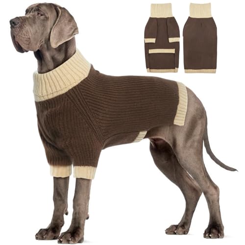 IKIPUKO Hundepullover für kaltes Wetter, Thermo-Zopfstrickwaren für mittelgroße und große Hunde, Jungen und Mädchen, IKIPUKO Hunde-Strickpullover, klassischer Rollkragenpullover, warme Kleidung, von IKIPUKO