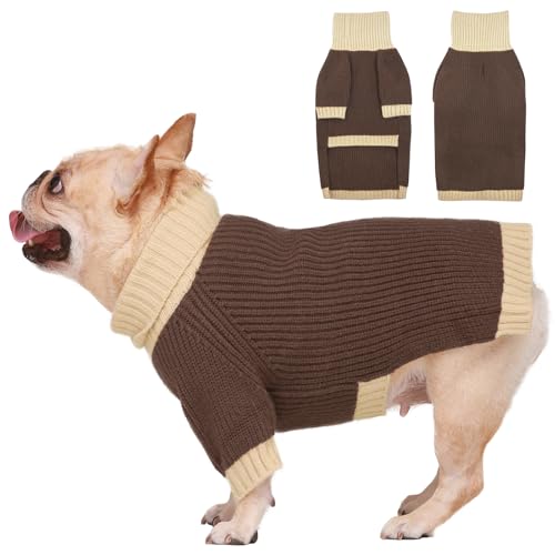 IKIPUKO Hundepullover für kaltes Wetter, Thermo-Zopfstrickwaren für mittelgroße und große Hunde, Jungen und Mädchen, IKIPUKO Hunde-Strickpullover, klassischer Rollkragenpullover, warme Kleidung, von IKIPUKO