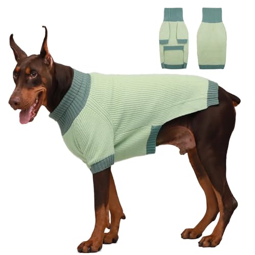 IKIPUKO Hundepullover für kaltes Wetter, Thermo-Zopfstrickwaren für mittelgroße und große Hunde, Jungen und Mädchen, IKIPUKO Hunde-Strickpullover, klassischer Rollkragenpullover, warme Kleidung, von IKIPUKO