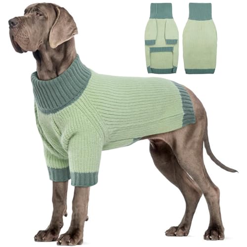 IKIPUKO Hundepullover für kaltes Wetter, Thermo-Zopfstrickwaren für mittelgroße und große Hunde, Jungen und Mädchen, IKIPUKO Hunde-Strickpullover, klassischer Rollkragenpullover, warme Kleidung, von IKIPUKO