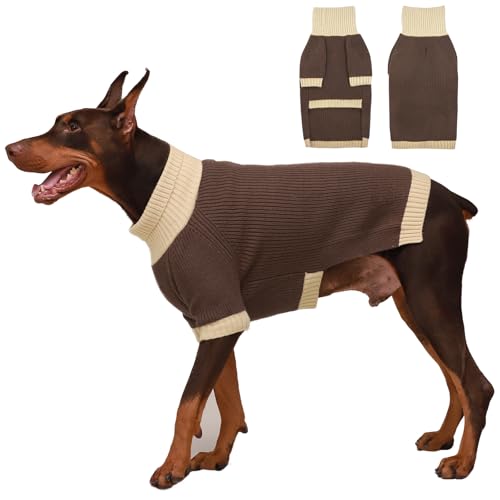 IKIPUKO Hundepullover für kaltes Wetter, Thermo-Zopfstrickwaren für mittelgroße und große Hunde, Jungen und Mädchen, IKIPUKO Hunde-Strickpullover, klassischer Rollkragenpullover, warme Kleidung, von IKIPUKO