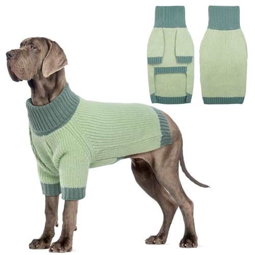 IKIPUKO Hundepullover für kaltes Wetter, Thermo-Zopfstrickwaren für mittelgroße und große Hunde, Jungen und Mädchen, IKIPUKO Hunde-Strickpullover, klassischer Rollkragenpullover, warme Kleidung, von IKIPUKO