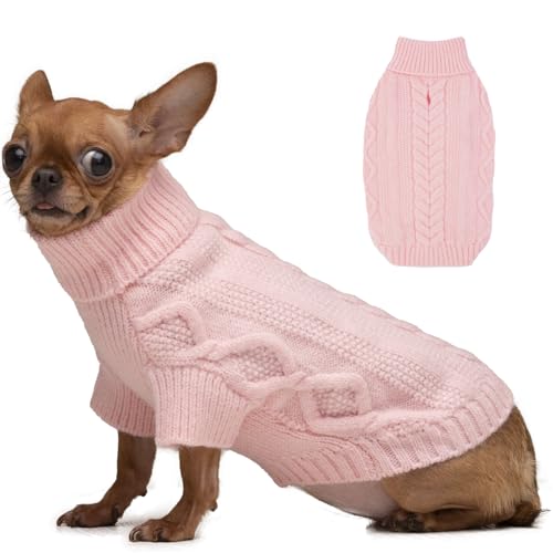 IKIPUKO Hundepullover für kleine Hunde, Kaltwetter-Zopfstrickwaren Kleidung für Welpen Jungen Mädchen, extra kleine Hunde, Weihnachtspullover Chihuahua Pullover, klassischer Pullover Hundekleidung von IKIPUKO